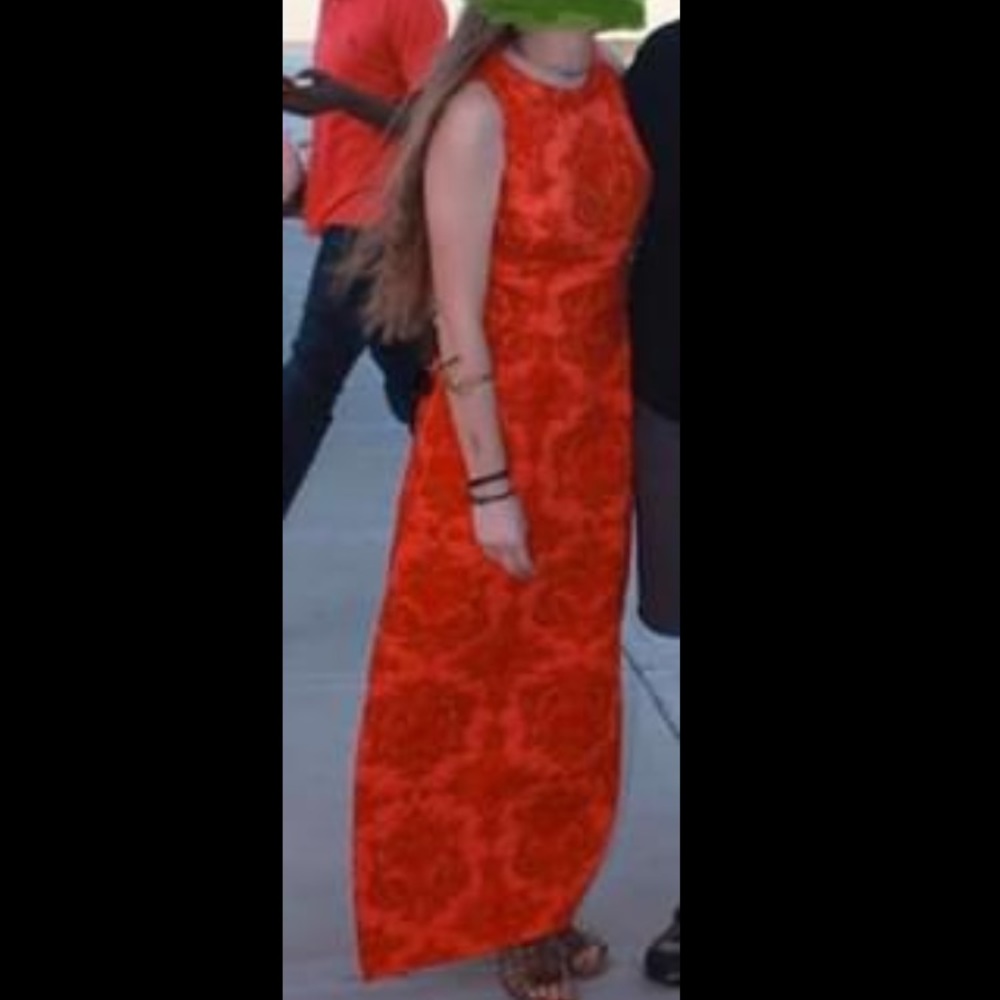 2 piece vintage orange prom dress!